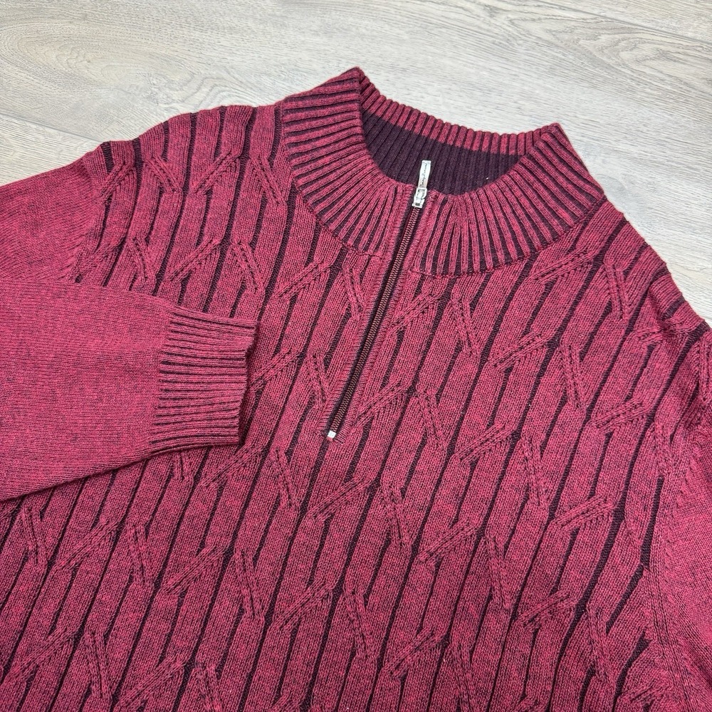 Tommy Bahama Knit Style Red‎ Maroon 1/4 Zip Pullover Men's Sz 3XL Preppy